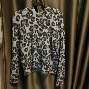 AQUA Bloomingdale’s brand leopard sweater hoodie